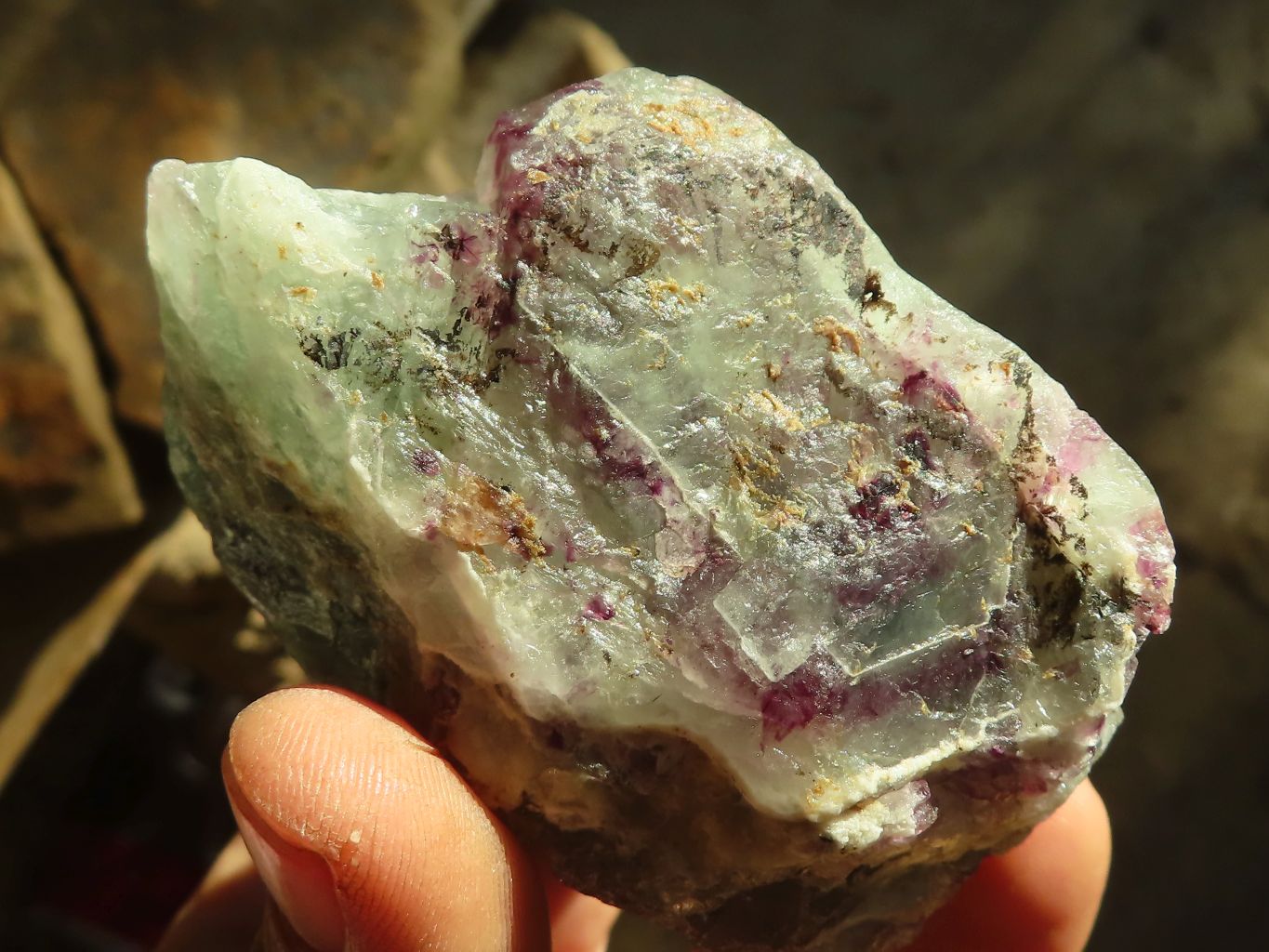 Natural Cobbed Watermelon Fluorite Specimens  x 12 From Uis, Namibia - Toprock Gemstones and Minerals 