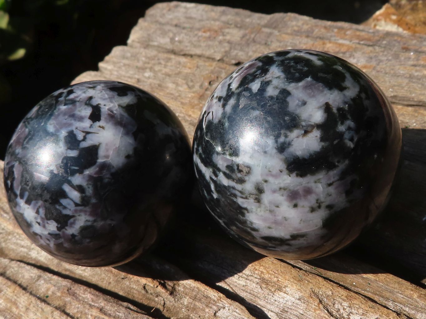 Polished Merlinite Gabbro Spheres  x 6 From Madagascar - Toprock Gemstones and Minerals 