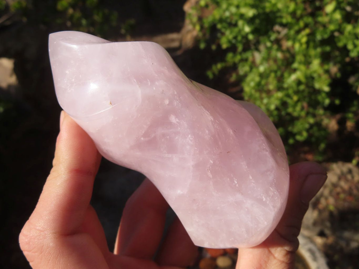 Polished Rose Quartz Flame Sculptures x 4 From Madagascar - Toprock Gemstones and Minerals 