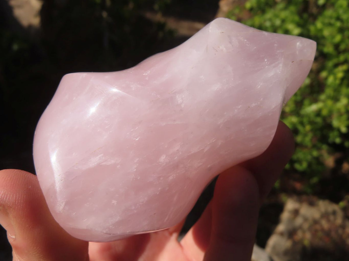 Polished Rose Quartz Flame Sculptures x 4 From Madagascar - Toprock Gemstones and Minerals 