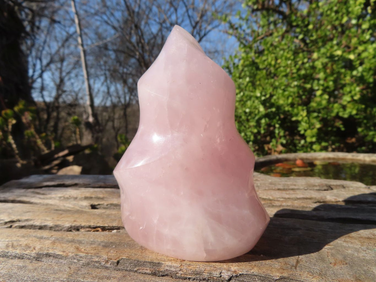 Polished Rose Quartz Flame Sculptures x 4 From Madagascar - Toprock Gemstones and Minerals 