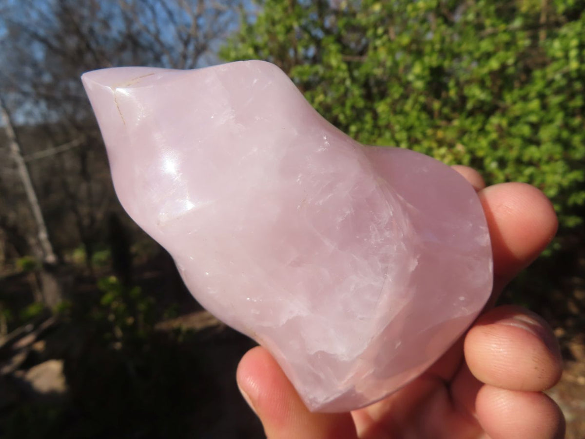 Polished Rose Quartz Flame Sculptures x 4 From Madagascar - Toprock Gemstones and Minerals 
