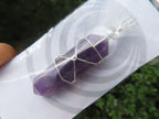 Polished Double Terminated Amethyst with Silver Wire Wrapped Pendant  - sold per piece - From South Africa - TopRock