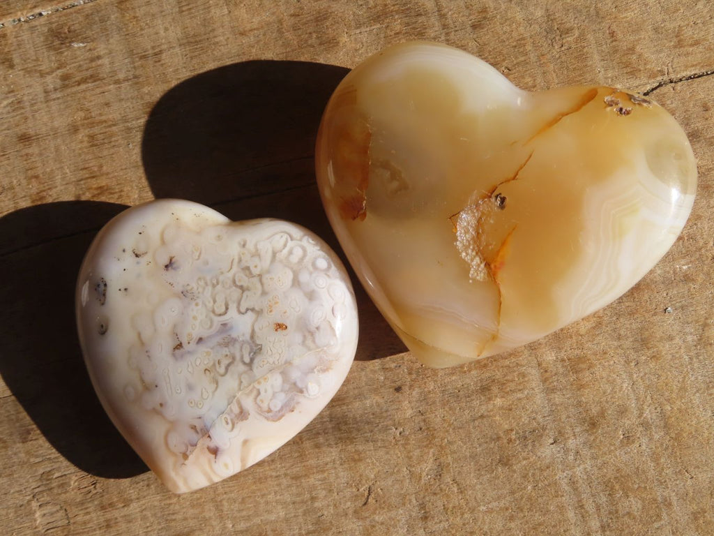 Polished Large Agate Hearts  x 6 From Madagascar - Toprock Gemstones and Minerals 