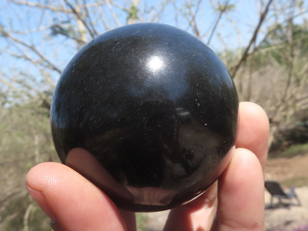 Polished Black Basalt Spheres  x 5 From Madagascar