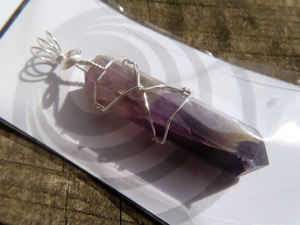 Polished Double Terminated Amethyst with Silver Wire Wrapped Pendant  - sold per piece - From South Africa - TopRock