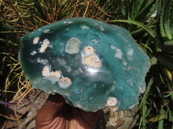 Polished One Side Mtorolite Emerald Chrysoprase Slices x 2 From Mutorashanga, Zimbabwe - TopRock