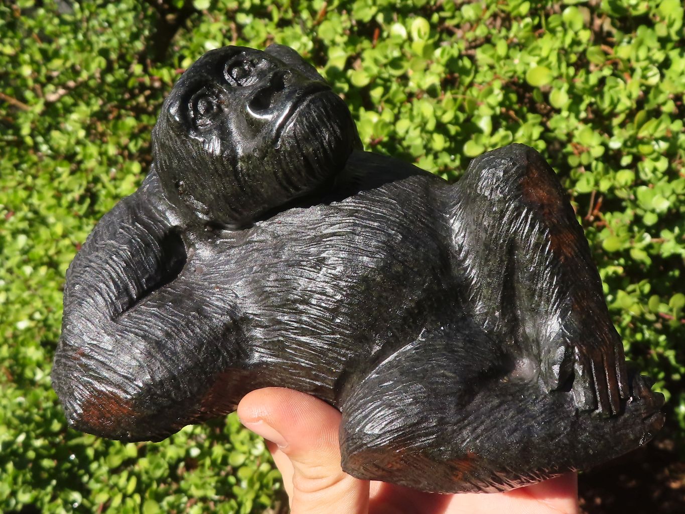 Polished  Black Soapstone Gorilla Carving  x 1 From Zimbabwe - Toprock Gemstones and Minerals 