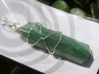 Polished Double Terminated Aventurine Crystals with Silver Wire Wrapped Pendant  - sold per piece - From South Africa - TopRock