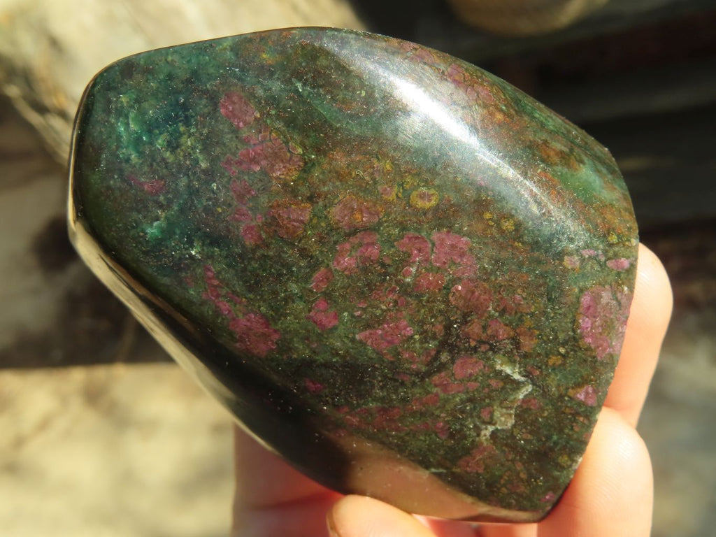 Polished Fluorescent Ruby Corundum In Chrome Verdite Free Forms x 3 From Zimbabwe - Toprock Gemstones and Minerals 