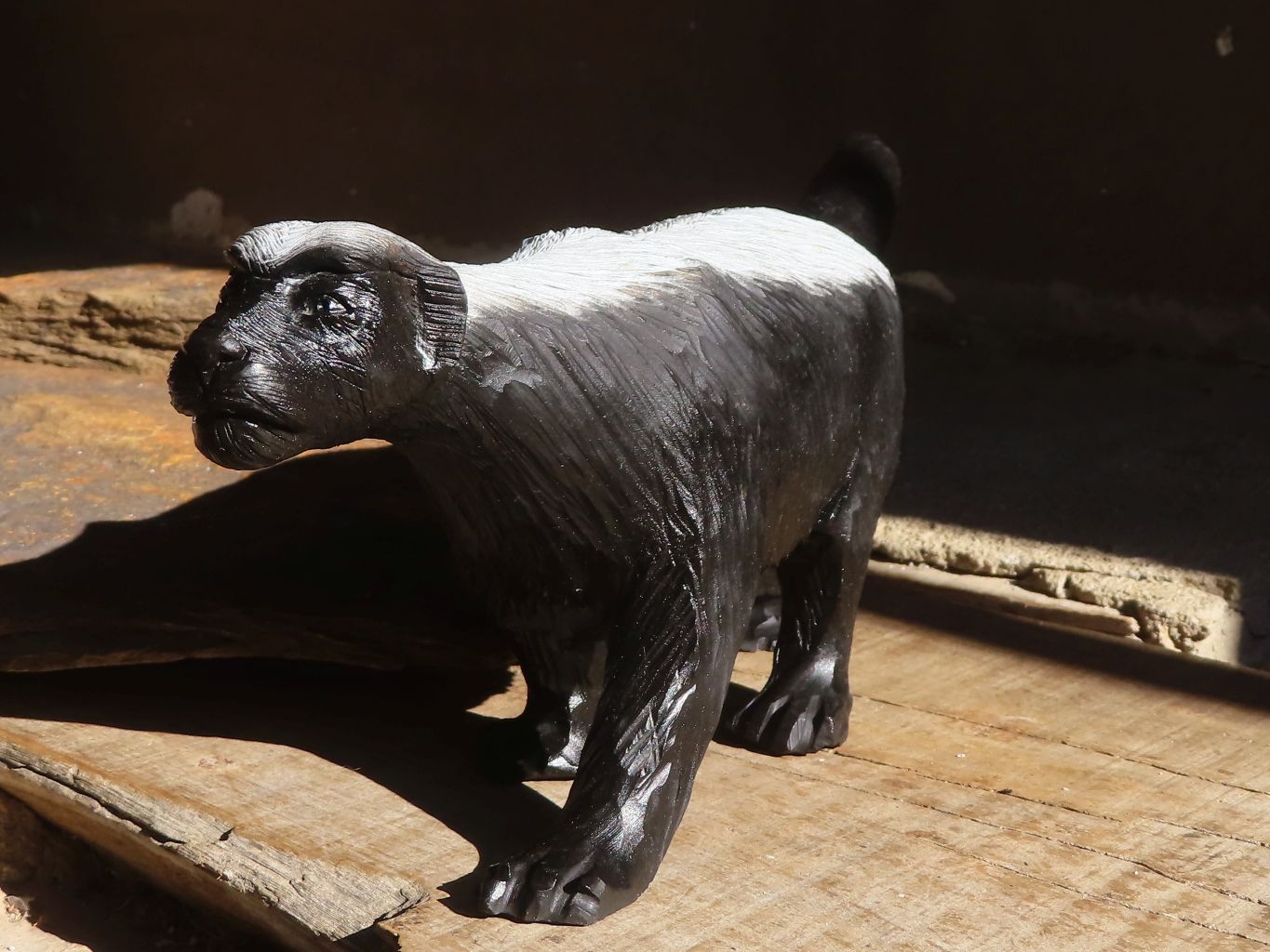 Polished  Groovy Soapstone Honey Badger Carving x 1 From Zimbabwe - Toprock Gemstones and Minerals 