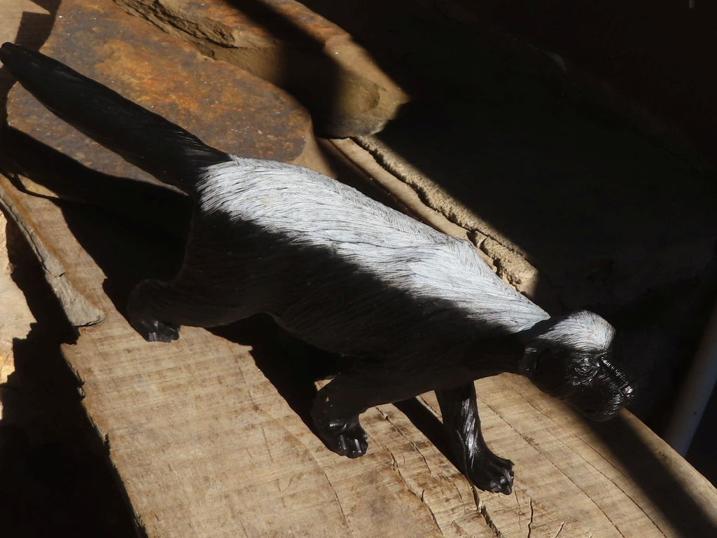 Polished  Groovy Soapstone Honey Badger Carving x 1 From Zimbabwe - Toprock Gemstones and Minerals 