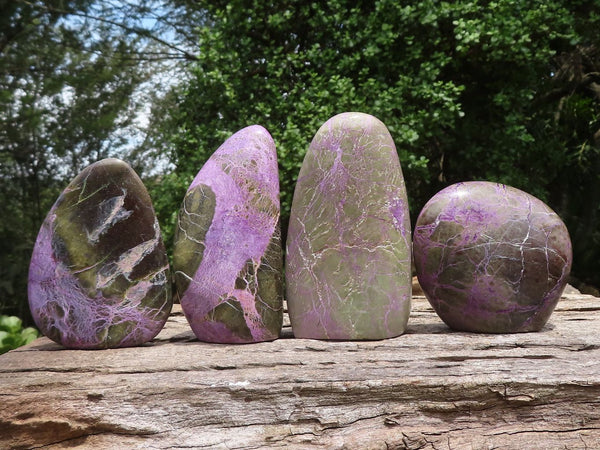 Polished Stichtite & Serpentine Standing Free Forms With Silky Purple Threads  x 4 From Boekenhouthoek, South Africa - TopRock