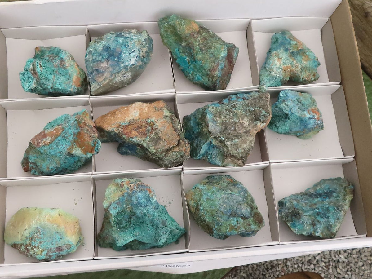 Natural Rough Blue Shattuckite Specimens  x 12 From Kaokoveld, Namibia - TopRock