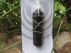 Polished Double Terminated Black Tourmaline with Silver Wire Wrapped Pendant  - sold per piece - From South Africa - TopRock