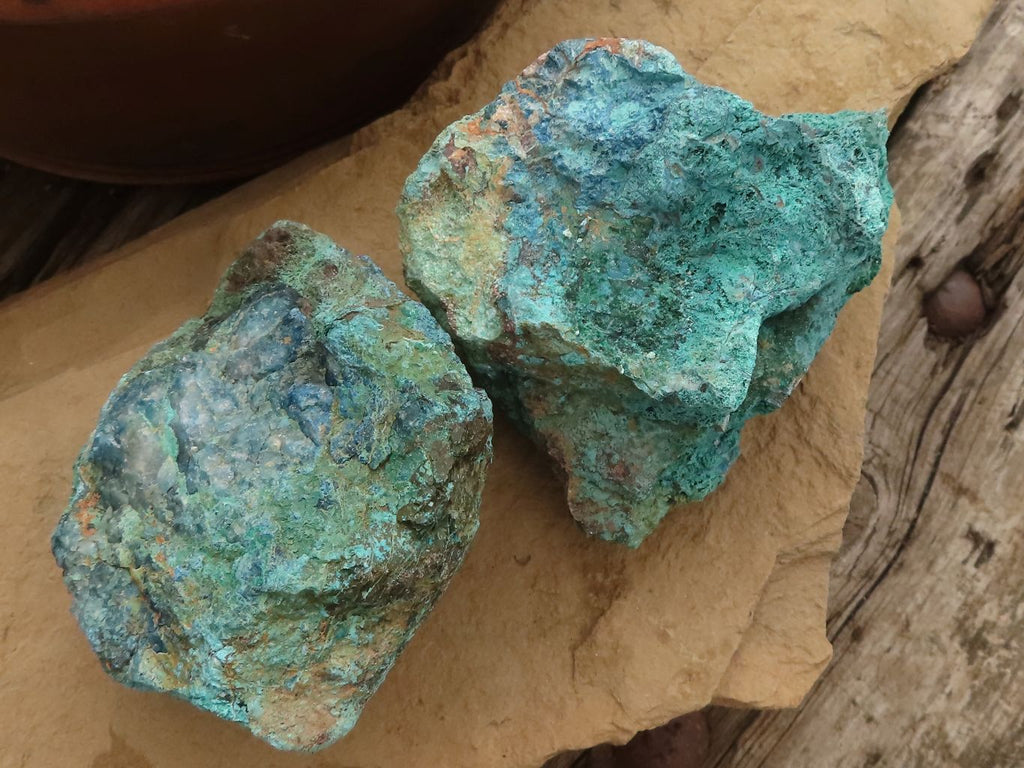 Natural Rough Blue Shattuckite Specimens  x 12 From Kaokoveld, Namibia - TopRock