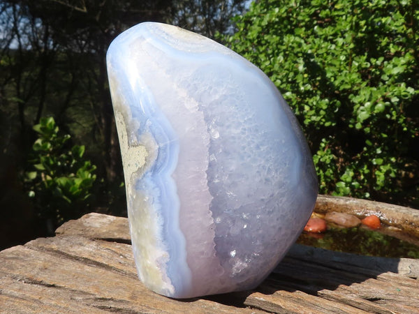 Polished Blue Lace Agate Standing Free Form  x 1 From Nsanje, Malawi - Toprock Gemstones and Minerals 