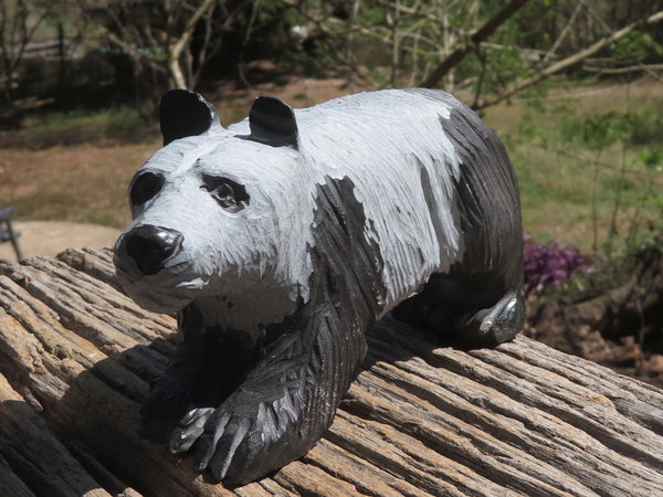 Polished Hand Carved Serpentine Panda Bear x 1 From Zimbabwe