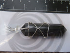 Polished Double Terminated Black Tourmaline with Silver Wire Wrapped Pendant  - sold per piece - From South Africa - TopRock