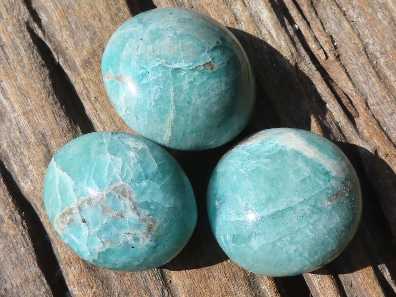 Polished Amazonite Palm Stones  x 12 From Ambositra, Madagascar - Toprock Gemstones and Minerals 