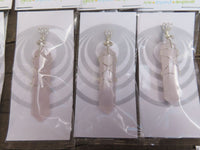 Polished Double Terminated Rose Quartz Crystals with Silver Wire Wrap Pendant - sold per piece - From South Africa - TopRock