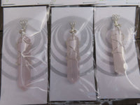 Polished Double Terminated Rose Quartz Crystals with Silver Wire Wrap Pendant - sold per piece - From South Africa - TopRock