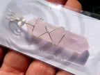 Polished Double Terminated Rose Quartz Crystals with Silver Wire Wrap Pendant - sold per piece - From South Africa - TopRock