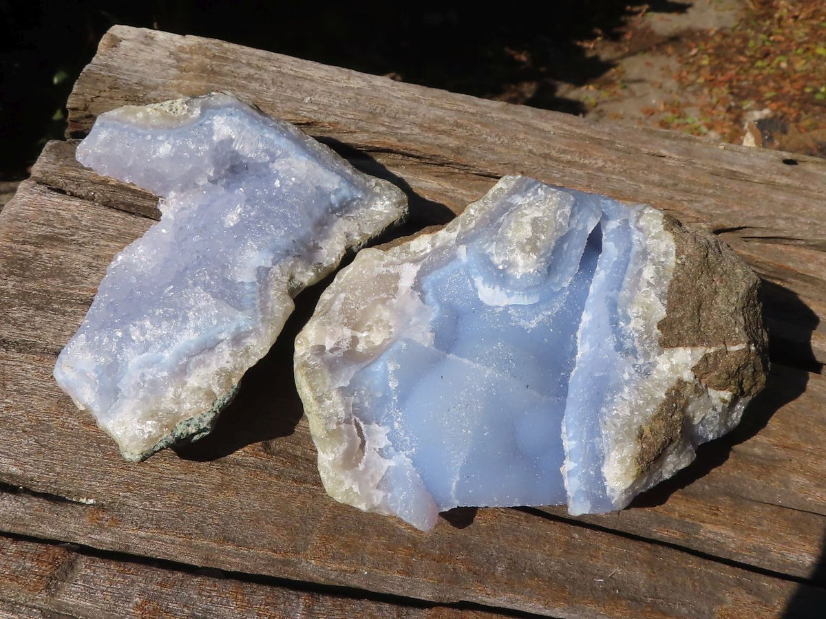 Natural Blue Lace Agate Geode Specimens x 6 From Nsanje, Malawi - Toprock Gemstones and Minerals 