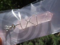 Polished Double Terminated Rose Quartz Crystals with Silver Wire Wrap Pendant - sold per piece - From South Africa - TopRock