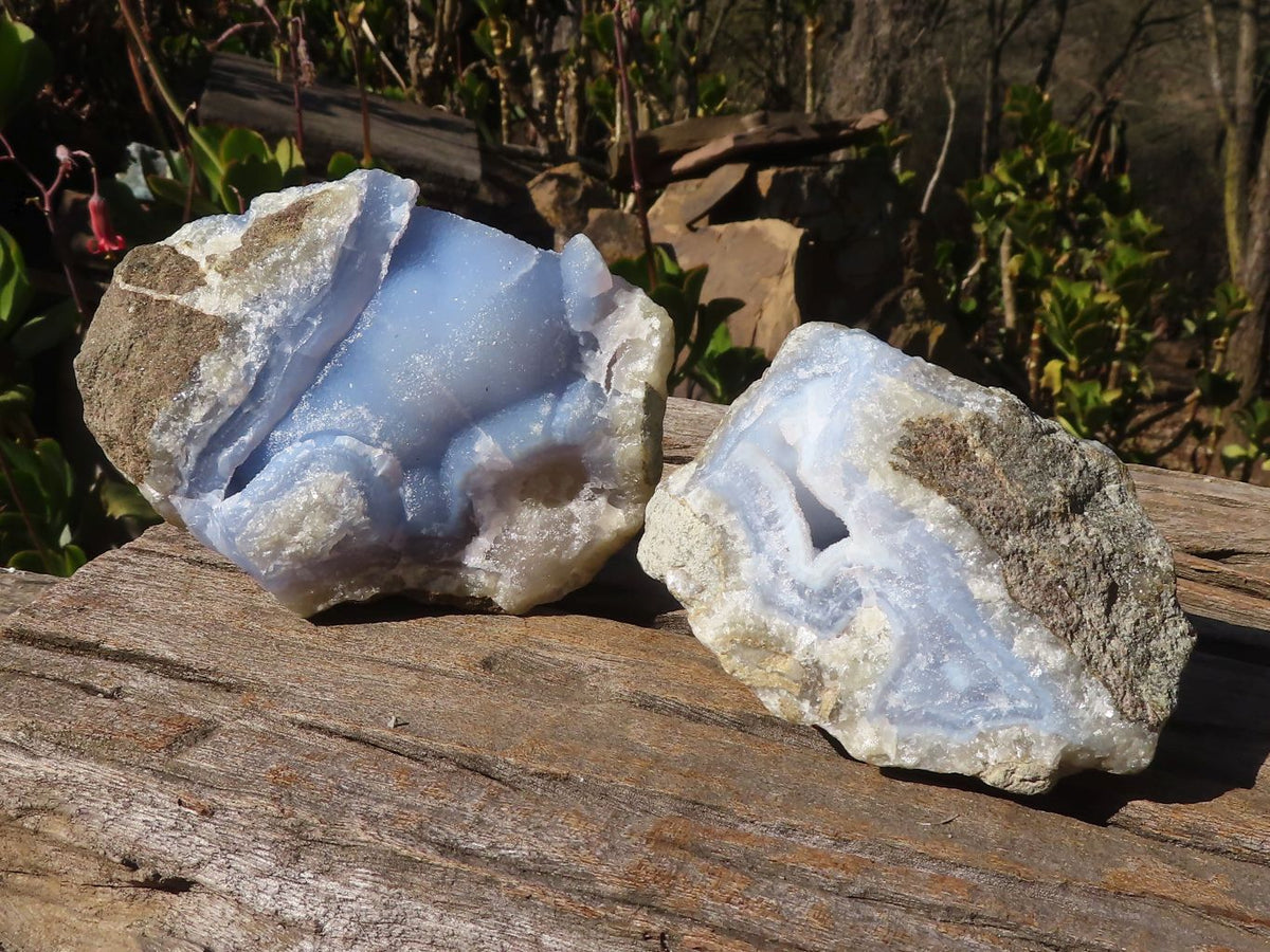Natural Blue Lace Agate Geode Specimens x 6 From Nsanje, Malawi - Toprock Gemstones and Minerals 