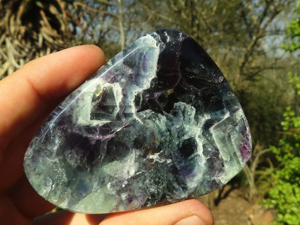 Polished Watermelon Fluorite Free Forms  x 6 From Uis, Namibia - Toprock Gemstones and Minerals 