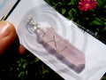 Polished Double Terminated Rose Quartz Crystals with Silver Wire Wrap Pendant - sold per piece - From South Africa - TopRock