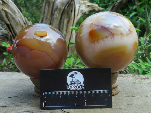 Polished Agate Spheres x 1 With A See Through Hole x 2 From Madagascar - TopRock