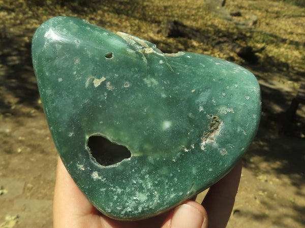 Polished Large Green Mtorolite / Chrome Chalcedony Free Forms x 3 From Mutorashanga, Zimbabwe - TopRock