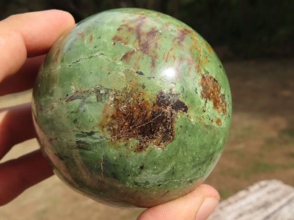 Polished Green Chrysoprase Spheres x 2 From Ambatondrazaka, Madagascar - TopRock