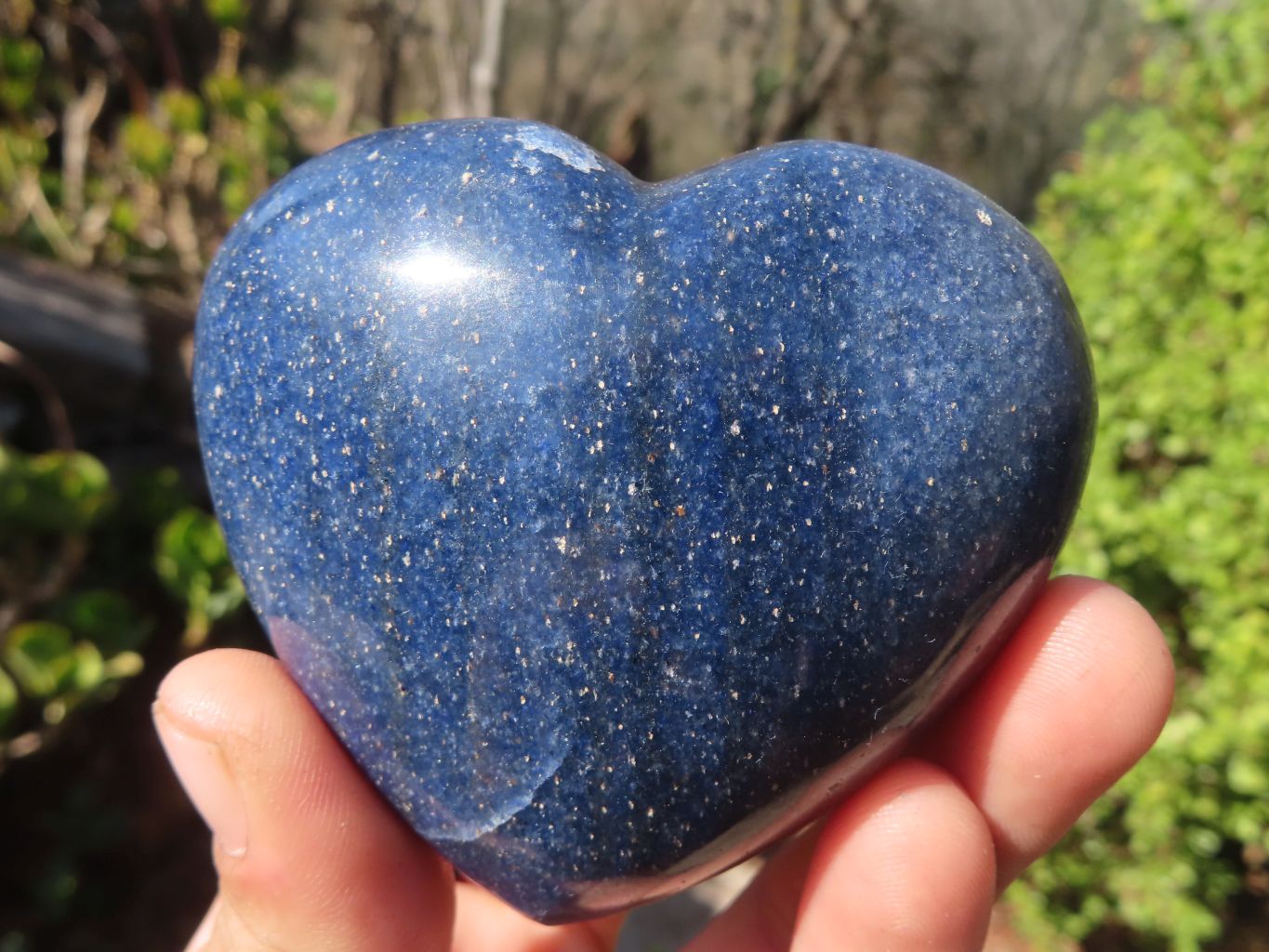 Polished Blue Lazulite Hearts  x 12 From Madagascar - Toprock Gemstones and Minerals 