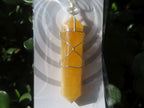 Polished Double Terminated Yellow Calcite Crystals with Silver Wire Wrapped Pendant  - sold per piece - From South Africa - TopRock
