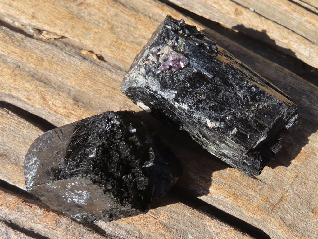 Natural Schorl Black Tourmaline Specimens x 6 From Erongo, Namibia - Toprock Gemstones and Minerals 