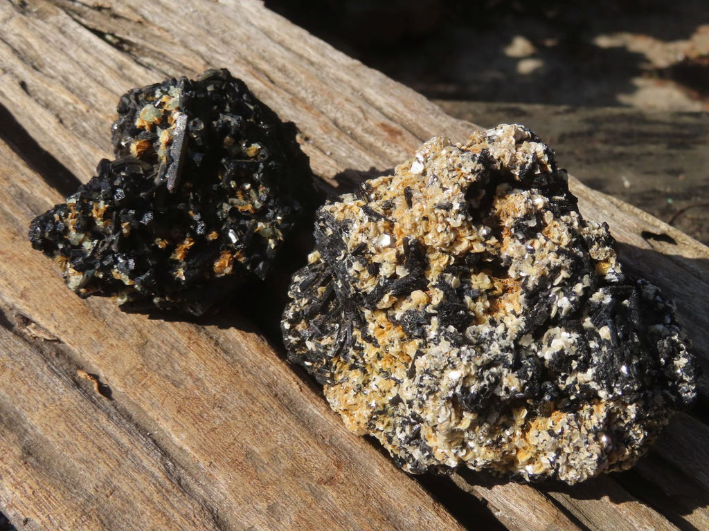 Natural Schorl Black Tourmaline Specimens x 6 From Erongo, Namibia - Toprock Gemstones and Minerals 