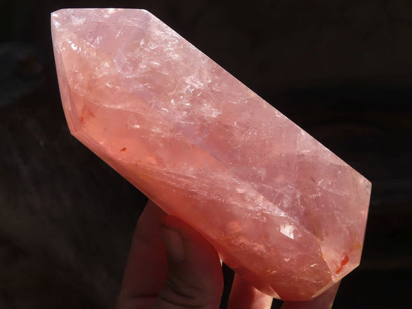 Polished Pink Rose Quartz Standing Free Forms  x 2 From Antsirabe, Madagascar