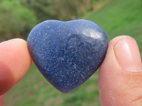 Polished Mini to Small Highly Selected Lazulite Hearts x 35 From Madagascar - TopRock