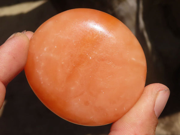 Polished Orange Twist Calcite Palm Stones  x 13 From Madagascar - Toprock Gemstones and Minerals 