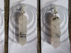 Polished Double Terminated Tourmalinated Quartz Crystals with Silver Wire Wrapped Pendant  - sold per piece - From South Africa - TopRock