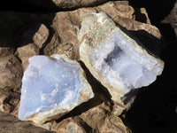 Natural Blue Lace Agate Geode Specimens  x 6 From Nsanje, Malawi - Toprock Gemstones and Minerals 