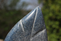 Polished Small Blue Spinel Quartz Standing Leaf Sculptures x 2 From Madagascar - TopRock