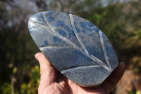 Polished Small Blue Spinel Quartz Standing Leaf Sculptures x 2 From Madagascar - TopRock