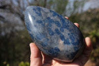 Polished Small Blue Spinel Quartz Standing Leaf Sculptures x 2 From Madagascar - TopRock