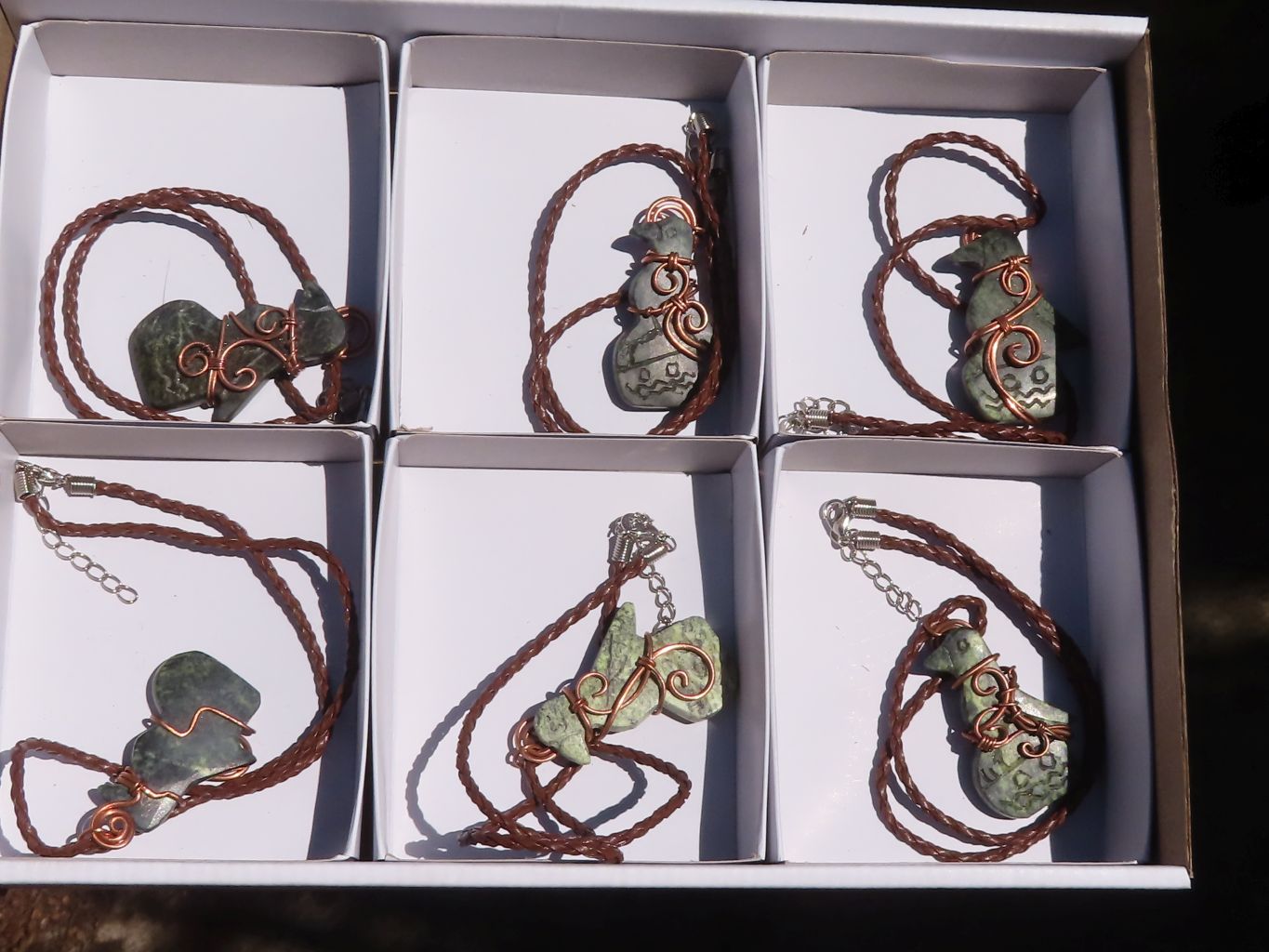 Polished  Copper Wire Wrapped Leopard Stone Eagle Pendants  x 6 From Zimbabwe - Toprock Gemstones and Minerals 