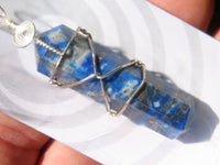 Polished Double Terminated Lapis Lazuli Crystals with Silver Wire Wrapped Pendant  - sold per piece - From South Africa - TopRock