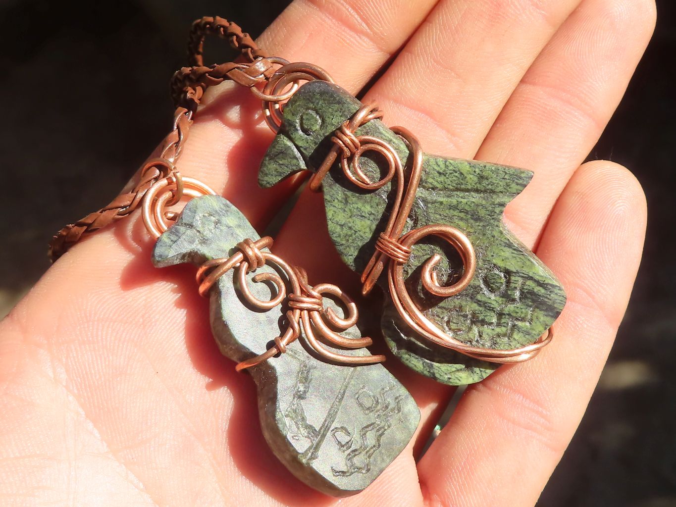 Polished  Copper Wire Wrapped Leopard Stone Eagle Pendants  x 6 From Zimbabwe - Toprock Gemstones and Minerals 